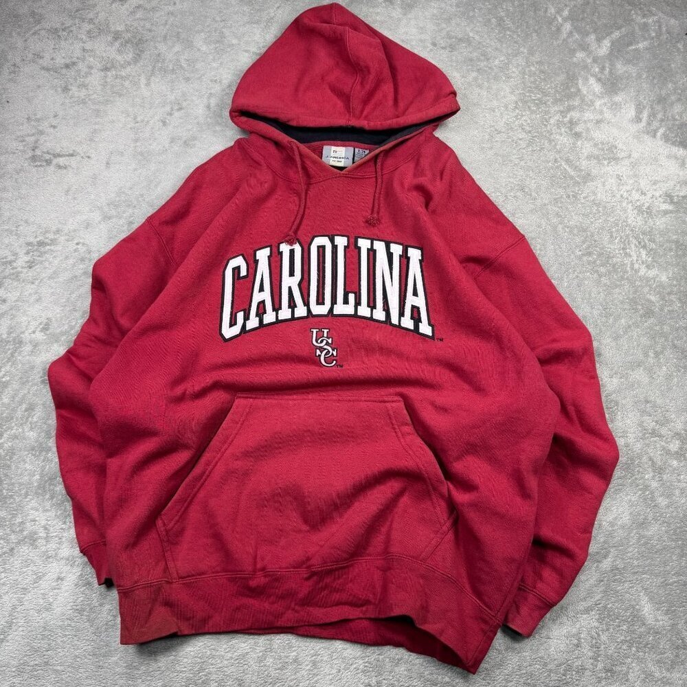Vintage J America Carolina USC Hoodie Sweatshirt Red Pullover Collegiate Y2K XXL